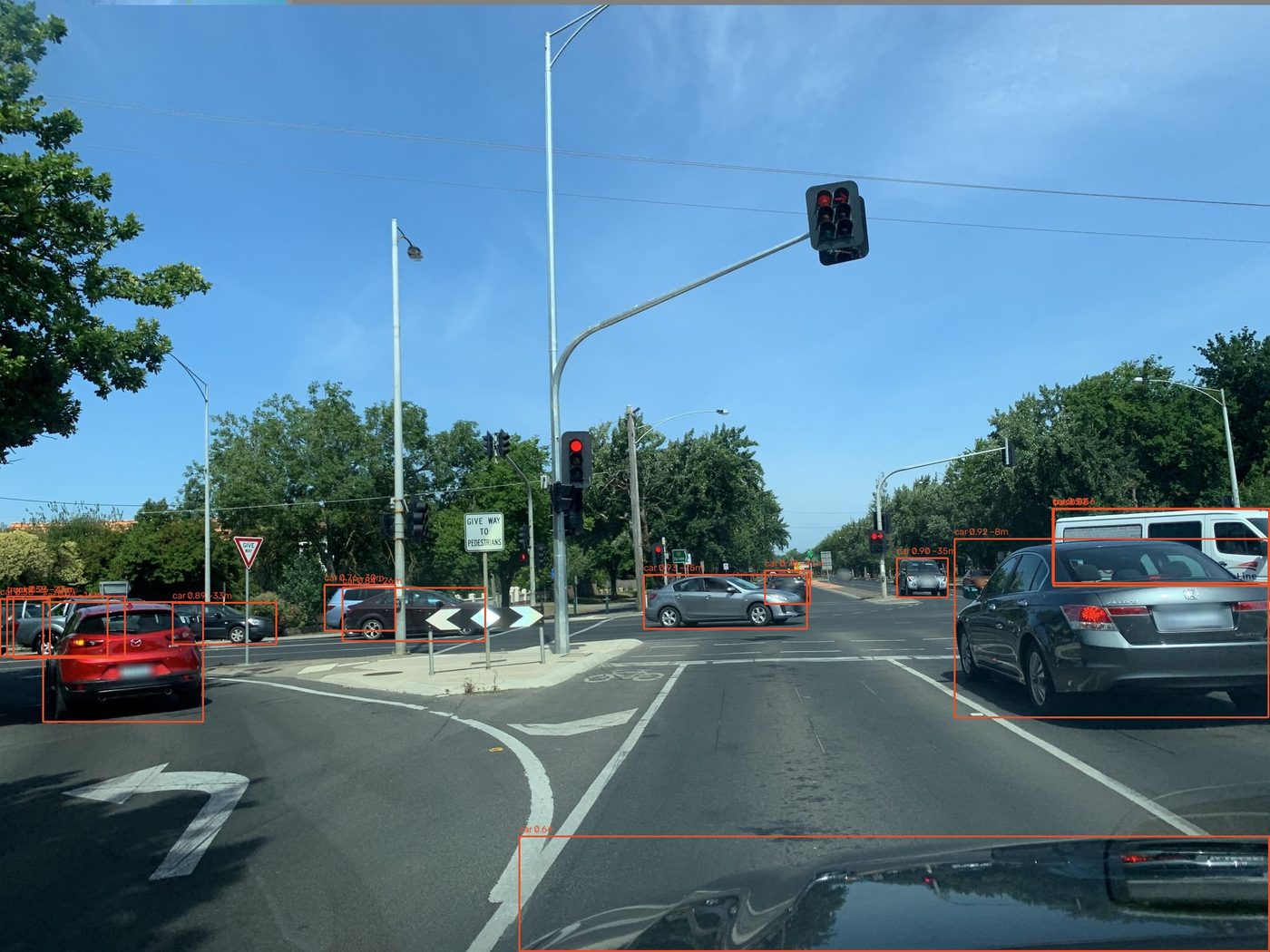 Ballarat junction with detected vehicles boxed