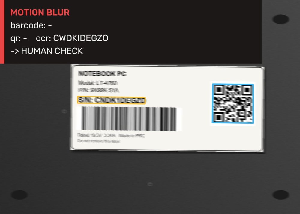 Motion-blurred label sent to a person